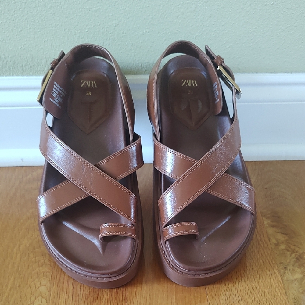 Zara Brown Strappy Sandals